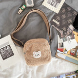 themeisles  Japanese Style Imitation Lamb Hair Bag For Women  Fashion Plush Small Crossbody Bags Flap Shoulder Bag Women Phone Bag Bolsa