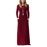 themeisles 3XL Sexy Women Dress Summer Solid Casual Full Sleeve Maxi Dress For Women Long Dress Lady Dresses