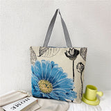 themeisles  Fashion Folding Women Big Size Handbag Tote Ladies Casual Flower Printing Canvas Graffiti Shoulder Bag Beach Bolsa Feminina