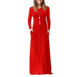 themeisles 3XL Sexy Women Dress Summer Solid Casual Full Sleeve Maxi Dress For Women Long Dress Lady Dresses