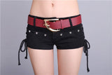 Summer Hot Girls Japanese Harajuku Punk Skull Low Waisted Lace-up White Thin Denim Shorts Goth Rock Sexy Women Shorts