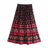 Summer Skirt Women Paisley Floral Print Skirts Casual Vintage A-Line Beach Skirt saia Jupe Femme faldas Midi Skirts