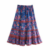 Summer Skirt Women Paisley Floral Print Skirts Casual Vintage A-Line Beach Skirt saia Jupe Femme faldas Midi Skirts