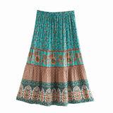 Summer Skirt Women Paisley Floral Print Skirts Casual Vintage A-Line Beach Skirt saia Jupe Femme faldas Midi Skirts