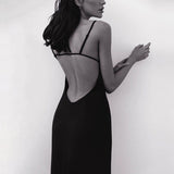 themeisles Elegant Backless Long Party Dresses For Women Spaghetti Strap Satin Maxi Dress Summer Beach Slip Dress