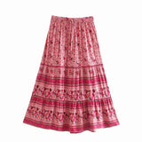 Summer Skirt Women Paisley Floral Print Skirts Casual Vintage A-Line Beach Skirt saia Jupe Femme faldas Midi Skirts