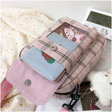 themeisles  Japanese Lovely Small Bag Women Plaid Flap New Crossbody Bags Girls Nylon Shoulder Bag Bolsa Feminina Transparent Pocket Bags