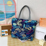 themeisles Fashion Folding Women Big Size Handbag Tote Ladies Casual Flower Printing Canvas Graffiti Shoulder Bag Beach Bolsa Feminina