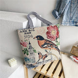 themeisles  Fashion Folding Women Big Size Handbag Tote Ladies Casual Flower Printing Canvas Graffiti Shoulder Bag Beach Bolsa Feminina