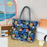 themeisles Fashion Folding Women Big Size Handbag Tote Ladies Casual Flower Printing Canvas Graffiti Shoulder Bag Beach Bolsa Feminina