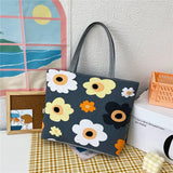 themeisles  Fashion Folding Women Big Size Handbag Tote Ladies Casual Flower Printing Canvas Graffiti Shoulder Bag Beach Bolsa Feminina