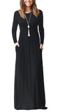 themeisles 3XL Sexy Women Dress Summer Solid Casual Full Sleeve Maxi Dress For Women Long Dress Lady Dresses