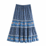 Summer Skirt Women Paisley Floral Print Skirts Casual Vintage A-Line Beach Skirt saia Jupe Femme faldas Midi Skirts