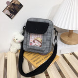 themeisles  Japanese Lovely Small Bag Women Plaid Flap New Crossbody Bags Girls Nylon Shoulder Bag Bolsa Feminina Transparent Pocket Bags