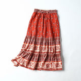 Summer Skirt Women Paisley Floral Print Skirts Casual Vintage A-Line Beach Skirt saia Jupe Femme faldas Midi Skirts