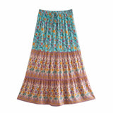 Summer Skirt Women Paisley Floral Print Skirts Casual Vintage A-Line Beach Skirt saia Jupe Femme faldas Midi Skirts