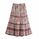 Summer Skirt Women Paisley Floral Print Skirts Casual Vintage A-Line Beach Skirt saia Jupe Femme faldas Midi Skirts