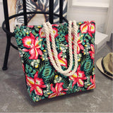 themeisles  Fashion Folding Women Big Size Handbag Tote Ladies Casual Flower Printing Canvas Graffiti Shoulder Bag Beach Bolsa Feminina