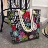 themeisles  Fashion Folding Women Big Size Handbag Tote Ladies Casual Flower Printing Canvas Graffiti Shoulder Bag Beach Bolsa Feminina