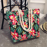 themeisles  Fashion Folding Women Big Size Handbag Tote Ladies Casual Flower Printing Canvas Graffiti Shoulder Bag Beach Bolsa Feminina