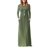 themeisles 3XL Sexy Women Dress Summer Solid Casual Full Sleeve Maxi Dress For Women Long Dress Lady Dresses