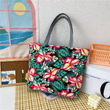 themeisles Fashion Folding Women Big Size Handbag Tote Ladies Casual Flower Printing Canvas Graffiti Shoulder Bag Beach Bolsa Feminina