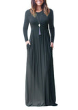 themeisles 3XL Sexy Women Dress Summer Solid Casual Full Sleeve Maxi Dress For Women Long Dress Lady Dresses