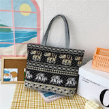 themeisles Fashion Folding Women Big Size Handbag Tote Ladies Casual Flower Printing Canvas Graffiti Shoulder Bag Beach Bolsa Feminina