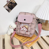 themeisles  Japanese Lovely Small Bag Women Plaid Flap New Crossbody Bags Girls Nylon Shoulder Bag Bolsa Feminina Transparent Pocket Bags