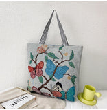 themeisles  Fashion Folding Women Big Size Handbag Tote Ladies Casual Flower Printing Canvas Graffiti Shoulder Bag Beach Bolsa Feminina