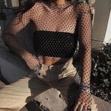 themeisles Crystal Diamond See Through Crop Tops Summer Women Hollow Out Beachwear Tops Shiny Sexy Fashion Party Club Top