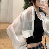 themeisles Jackets Women Cropped Thin Summer Zipper Pure Color Cool Simple Outwear Sun Protection Outdoor Fashion Ladies Leisure Popular