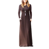 themeisles 3XL Sexy Women Dress Summer Solid Casual Full Sleeve Maxi Dress For Women Long Dress Lady Dresses