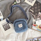 themeisles  Japanese Style Imitation Lamb Hair Bag For Women  Fashion Plush Small Crossbody Bags Flap Shoulder Bag Women Phone Bag Bolsa