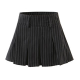 themeisles New Spring Summer Chic Vintage Preppy Style Striped High-Waist Pleated Mini Skirt Thin Hot Girl A-Line Skirt Women Fashion