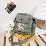 themeisles  Japanese Lovely Small Bag Women Plaid Flap New Crossbody Bags Girls Nylon Shoulder Bag Bolsa Feminina Transparent Pocket Bags