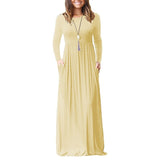 themeisles 3XL Sexy Women Dress Summer Solid Casual Full Sleeve Maxi Dress For Women Long Dress Lady Dresses