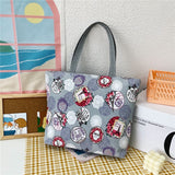 themeisles  Fashion Folding Women Big Size Handbag Tote Ladies Casual Flower Printing Canvas Graffiti Shoulder Bag Beach Bolsa Feminina