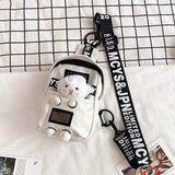 themeisles Cute Plush Toy Inside Chest Bag For Women Casual Canvas Bag Women Crossbody Bags Letter Print Strap Shoulder Bag Women Bolso Sac