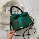 themeisles  BACK TO COLLEGE    New Casual Solid Color Square Handbags For Women Fashion High Capacity Pu Leather Female Shoulder Bag Bow Ladies Crossbody Bag