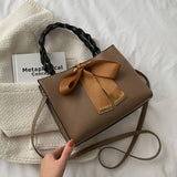 themeisles  BACK TO COLLEGE    New Casual Solid Color Square Handbags For Women Fashion High Capacity Pu Leather Female Shoulder Bag Bow Ladies Crossbody Bag