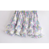 Sweet Floral Print Ruffle Skirt Women Elastic High Waist Mini Jupe Femme Holiday Summer Boho Beach Casual faldas