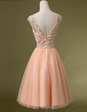 tmallworld Pearl Pink Short Cute Homecoming Dress, A Line Rhinestone Prom Dress, Party Dress