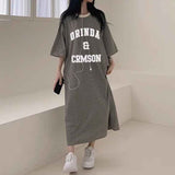 2025 THEMEISLES Manufacturer pure cotton Korea loose and thin letters short-sleeved long T-shirt skirt women's popular new popular leisure even