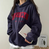 THEMEISLES n wholesale Korean embroidered letter sweater women's hooded loose spring autumn and winter thickened velvet large size New clothes