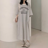 2025 THEMEISLES Manufacturer pure cotton South Korea popular spring and summer new women's round neck short sleeve medium and long T-shirt skirt fashionable versatile simple even