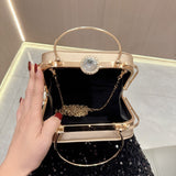 THEMEISLES 2025 New New Popular trade diamond-encrusted clutch bag, women's handbag, celebrity banquet handbag, one shoulder oblique span dinner bag