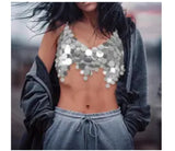 XH4500 2025 New new bead flake factory direct sales pure hand-spliced fashionable neck and chest vest
