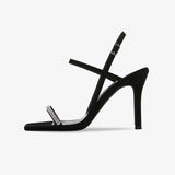 New Summer Stiletto Sandals Women's Black Crystal Buckle Korean Style Internet Hot High Heels Women's Shoes