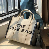 THEMEISLES Jordan Same Style Little Horse Letter Tote Bag Jacquard Canvas Shopping Bag Casual All-Match Commuter Bag Portable One-Shoulder Women